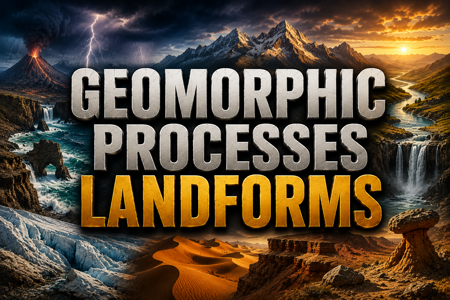 Geomorphic Processes Denudation Weathering Fluvial Glacial Arid Karst Coastal Landforms Diagram