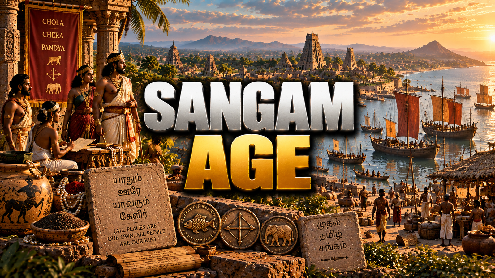 Sangam Age Map Chera Chola Pandya Five Tinais Indo-Roman Trade Diagram